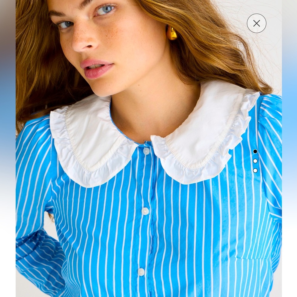 J. Crew Striped Ruffle-collar Poplin *NWT* - Picture 3 of 4